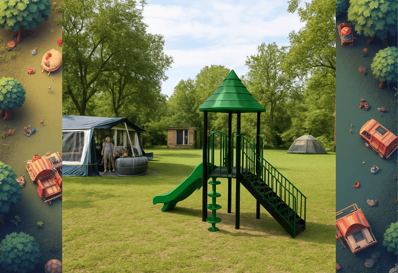 Nieuwe kampeerplaatsen met nieuw speeltoestel